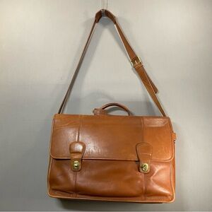 VINTAGE 90s Coach Turnlock Briefcase A8S-0546, British Tan, Brass Hardware